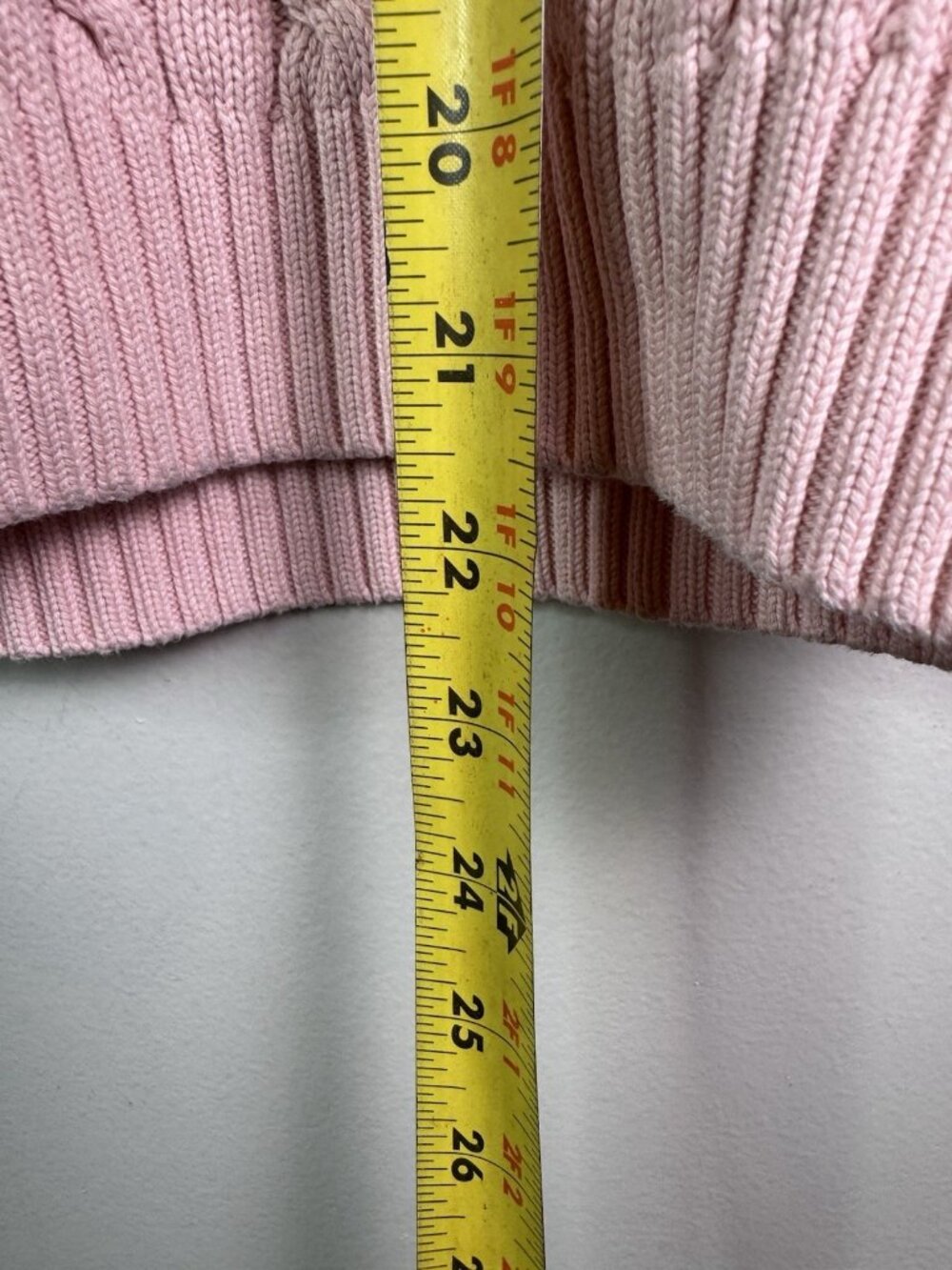 VTG Ralph Lauren Womens Cotton Cable Knit Crew Neck Sweater RLL Logo Pink L - Picture 14 of 14